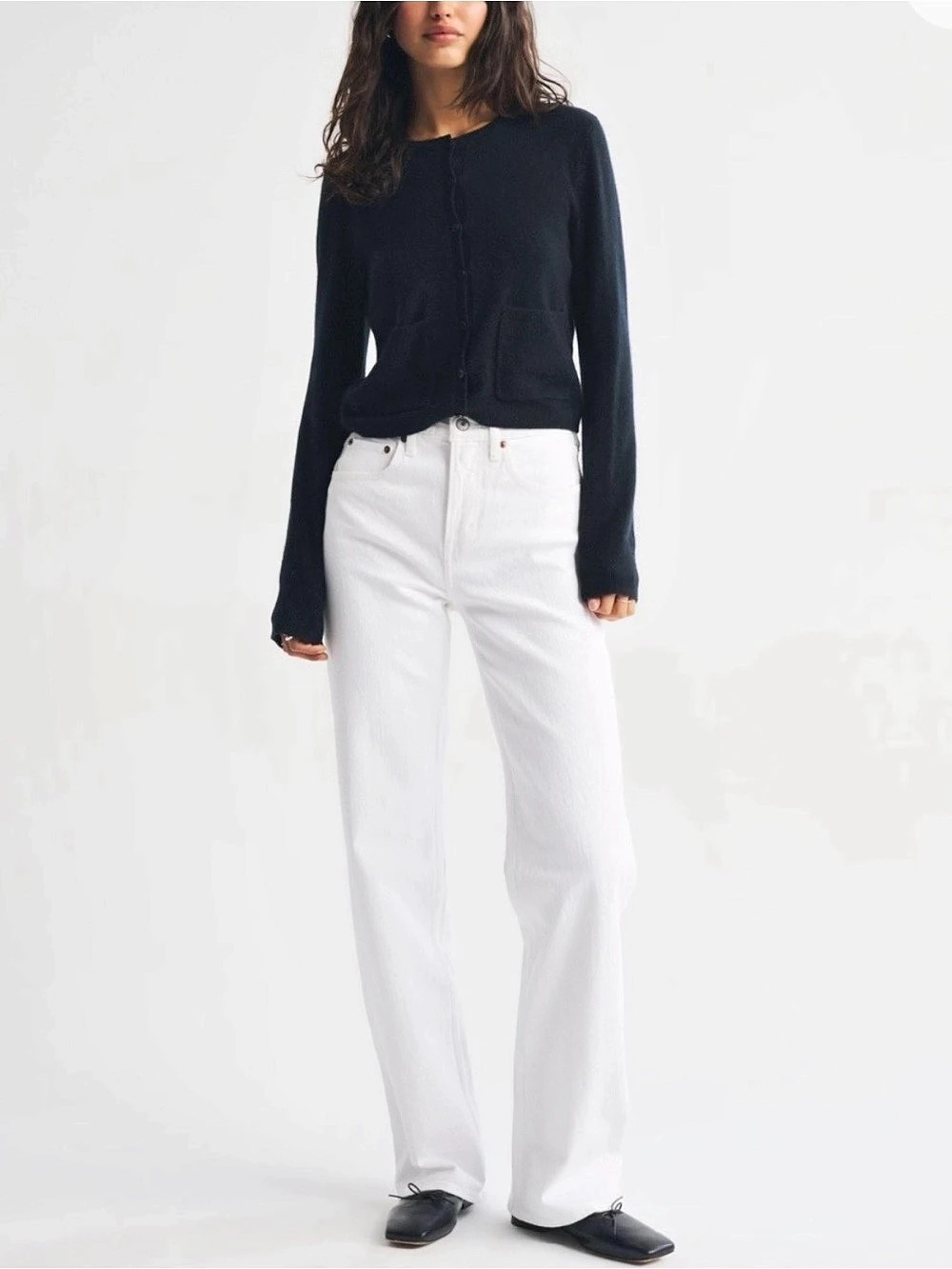 Abercrombie & Fitch Curve Love '90s Straight Mid Rise Jeans Size 28 White Clean